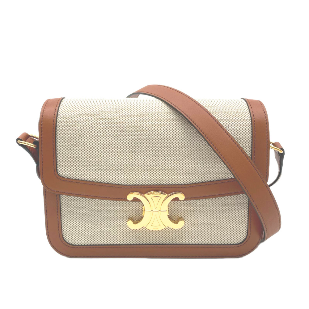 CELINE Classic Triomphe Bag Medium Natural Tan 191242EGC.02NT Shoulder Brown ...